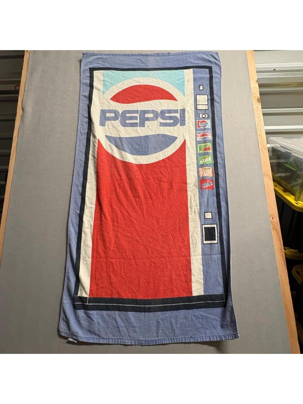 Vintage Pepsi Beach Towel Vending Machine Soda Graphic Cotton R A Riggs 1980s